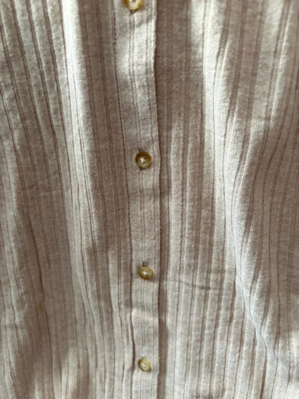 Lands' End Beige Ribbed Button-Front Knit Top - Picture 3 of 4